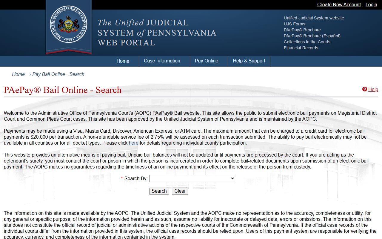 Franklin County court dockets PAePay bail payment portal