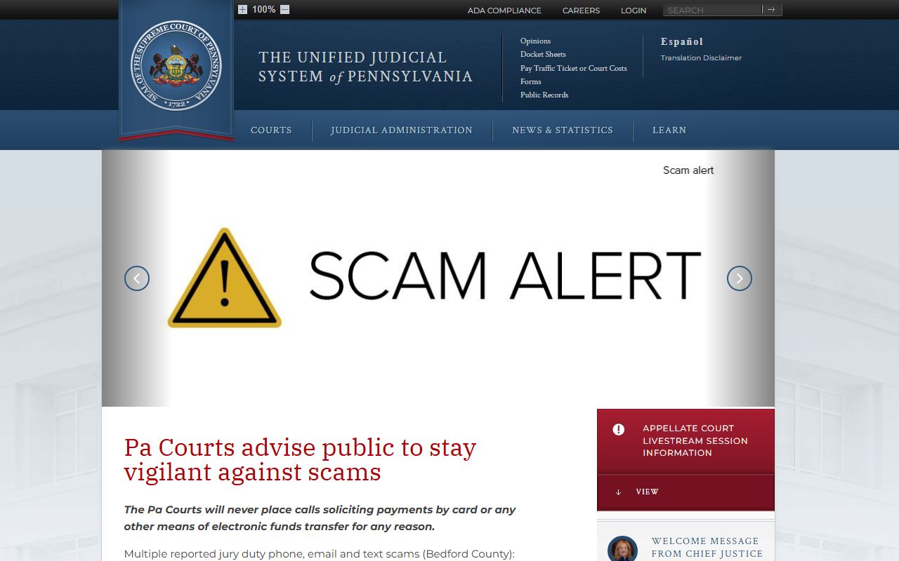 Franklin County court records Unified Judicial System of Pennsylvania homepage