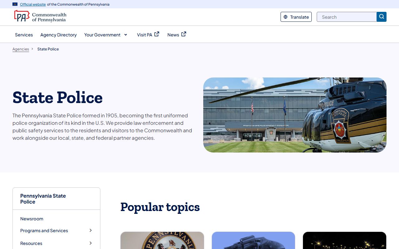 Franklin County criminal court records Pennsylvania State Police background check source