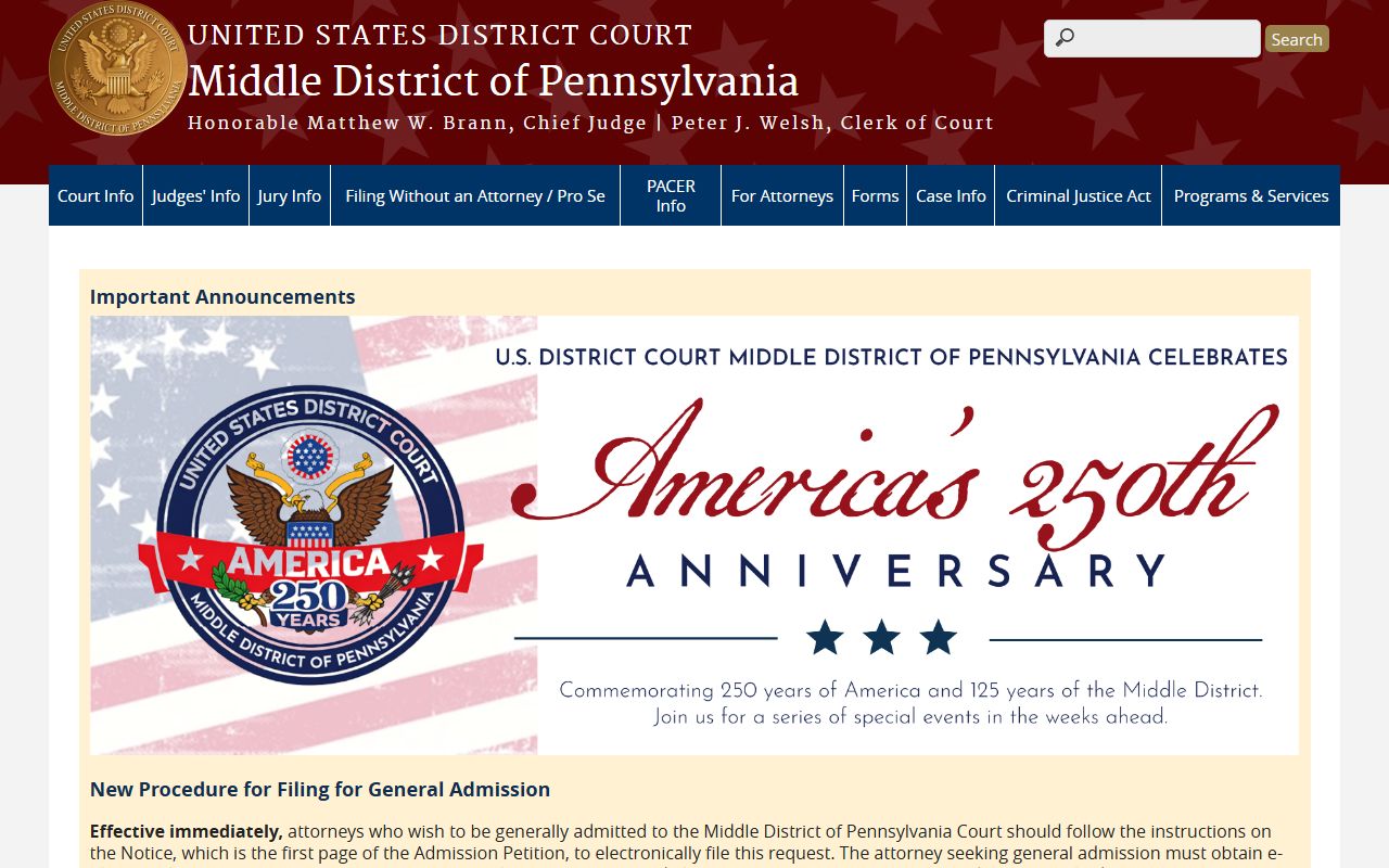Franklin County Court of Common Pleas records Middle District federal court