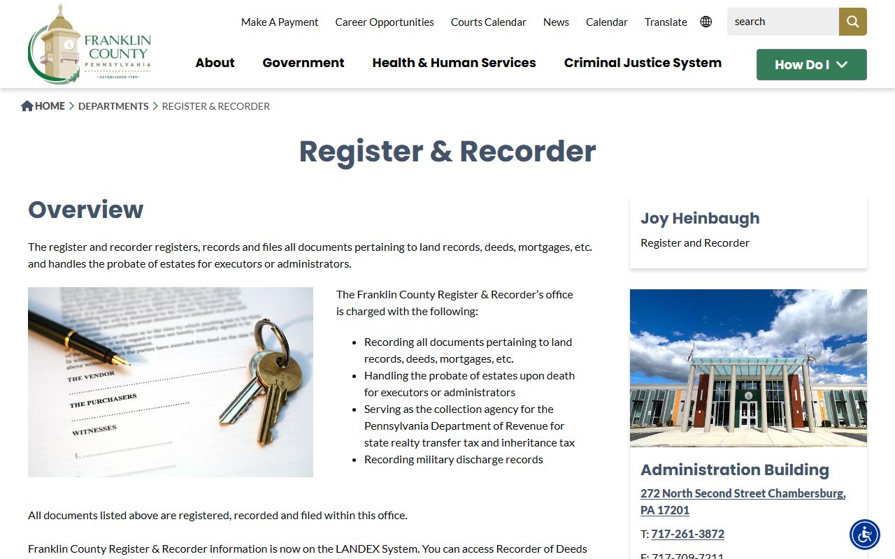 Franklin County marriage records Register and Recorder page