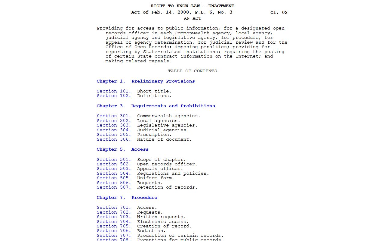 Franklin County probate records Pennsylvania Right-to-Know Law