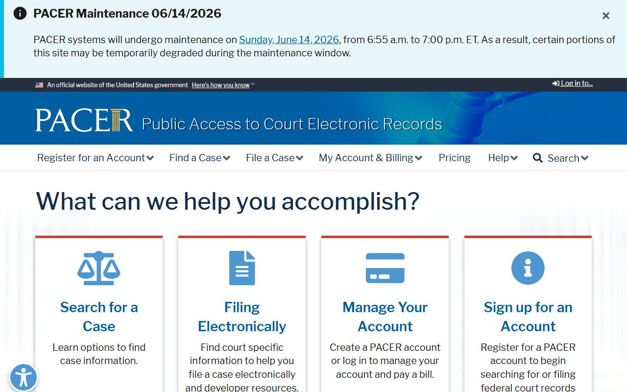 Franklin County traffic court records PACER federal docket access